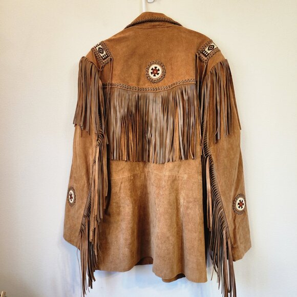 Scully Leather Boar Suede Fringe Mountain Jacket Bourbon Men 50 Cowboy Western - Picture 11 of 16
